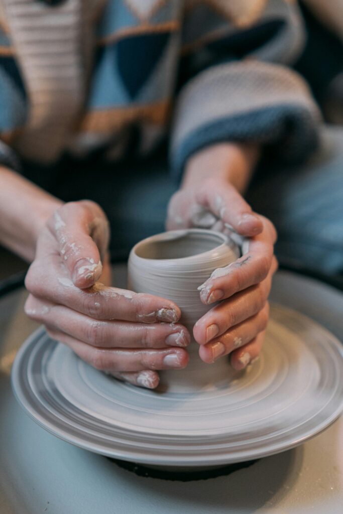 pottery wheel with artist